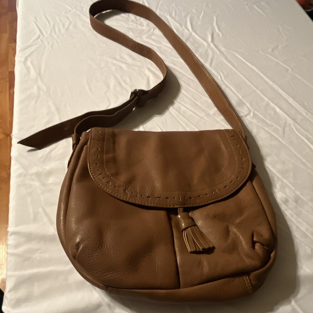 Y2K Liz Claiborne Large Brown Soft Leather Purse Handbag Shoulder Bag hobo